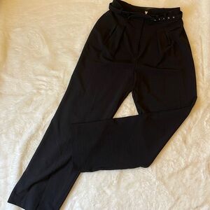 WAYF High Waisted Pleated Black Trouser